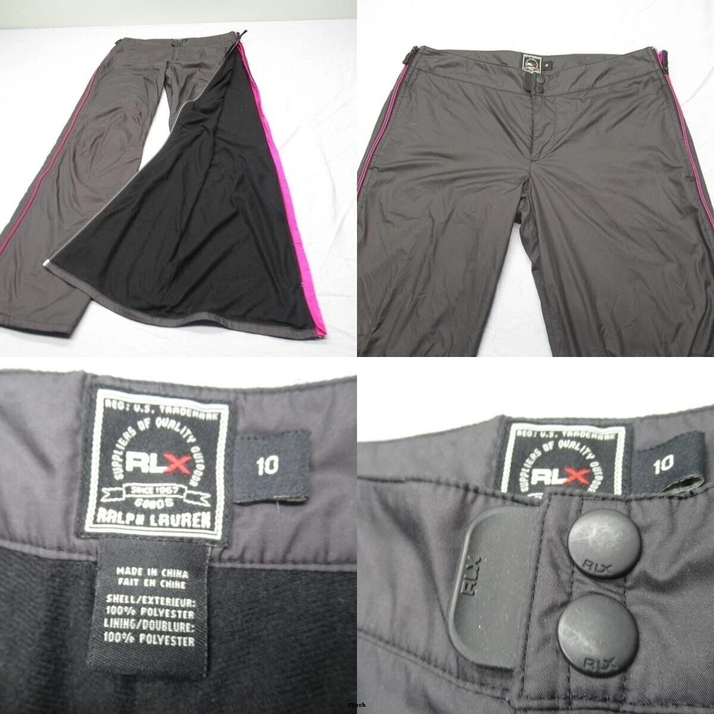 RLX Ralph Lauren Pants Women 10 Gray Flex Side Zip Fleece Lined Hiking Ski 32x31